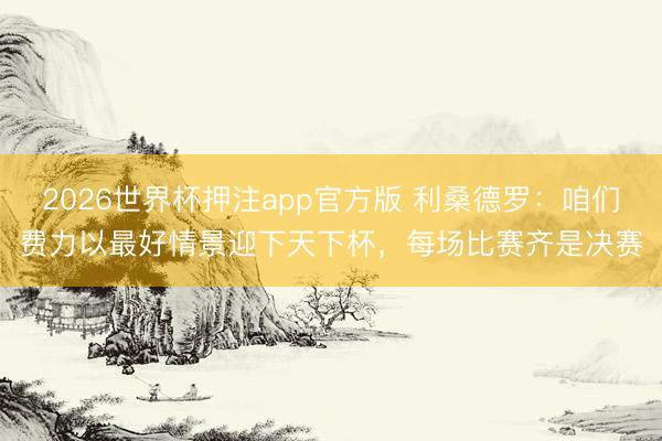 2026世界杯押注app官方版 利桑德罗：咱们费力以最好情景迎下天下杯，每场比赛齐是决赛