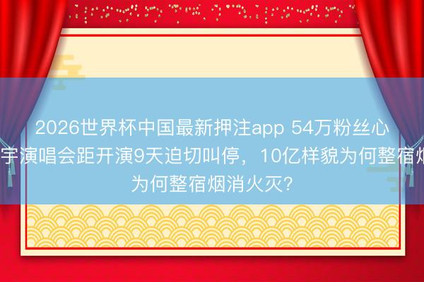 2026世界杯中国最新押注app 54万粉丝心碎！华晨宇演唱会距开演9天迫切叫停，10亿样貌为何整宿烟消火灭？