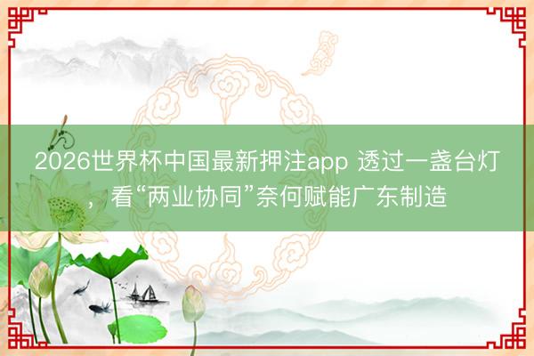 2026世界杯中国最新押注app 透过一盏台灯,看“两业协同”奈何赋能广东制造