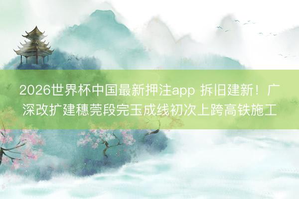 2026世界杯中国最新押注app 拆旧建新!广深改扩建穗莞段完玉成线初次上跨高铁施工