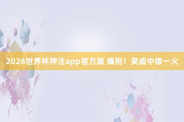 2026世界杯押注app官方版 痛别!吴咸中骤一火