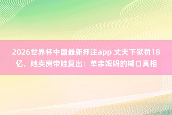 2026世界杯中国最新押注app 丈夫下狱罚18亿,她卖房带娃复出:单亲姆妈的糊口真相