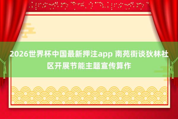 2026世界杯中国最新押注app 南苑街谈狄林社区开展节能主题宣传算作