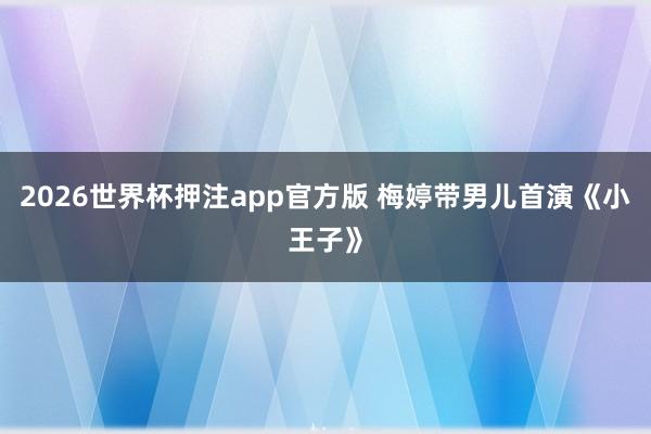 2026世界杯押注app官方版 梅婷带男儿首演《小王子》
